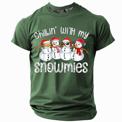 Funny Snowman Retro Vintage Christmas Holiday Short Sleeve Tee