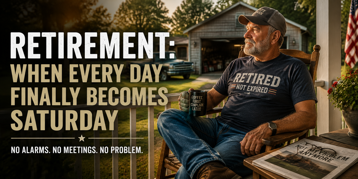 Retired older man enjoying coffee on his porch with nowhere to be