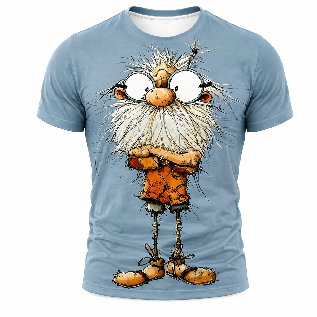 Funny Ombre Old Man 3D Street Graphic Tee