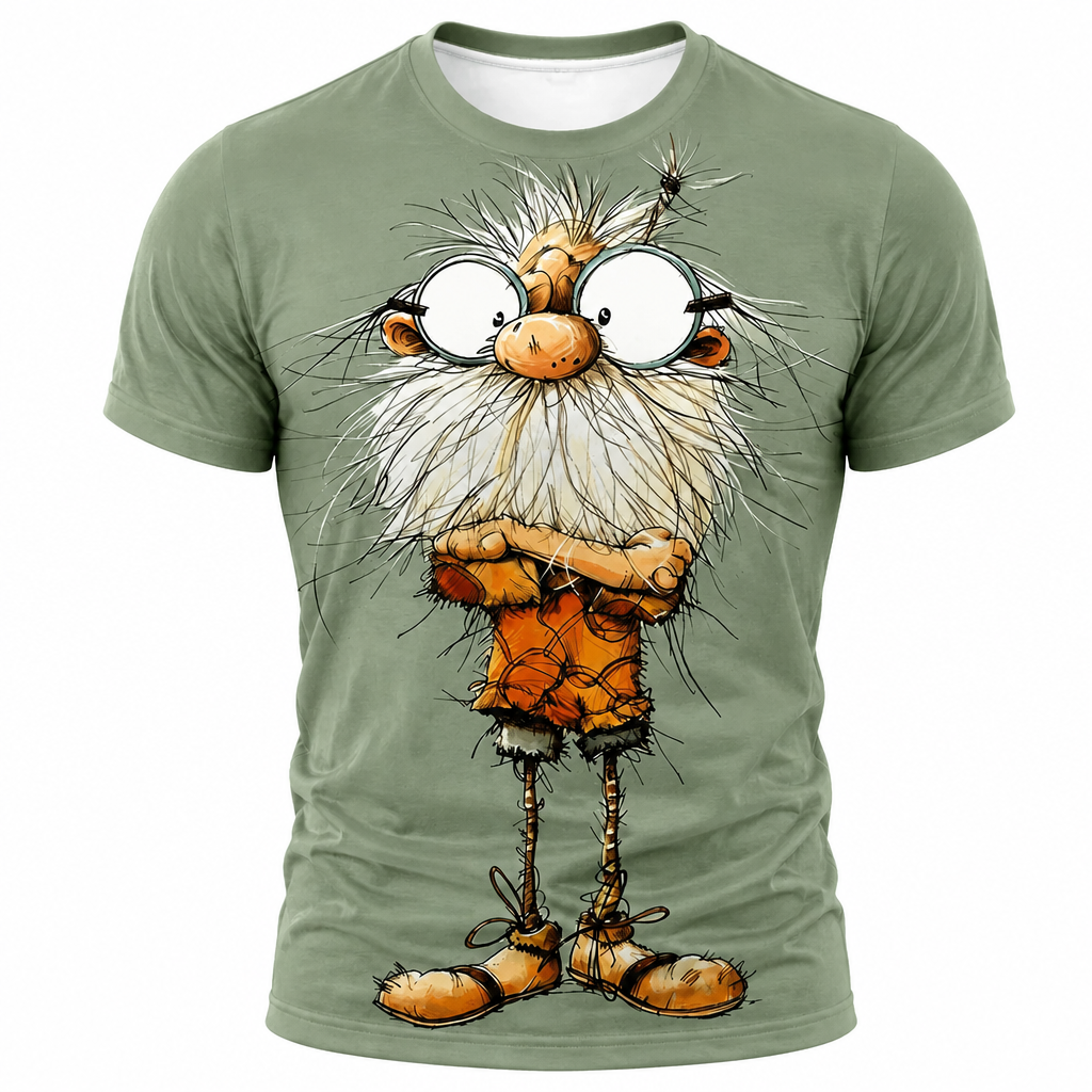 Funny Ombre Old Man 3D Street Graphic Tee
