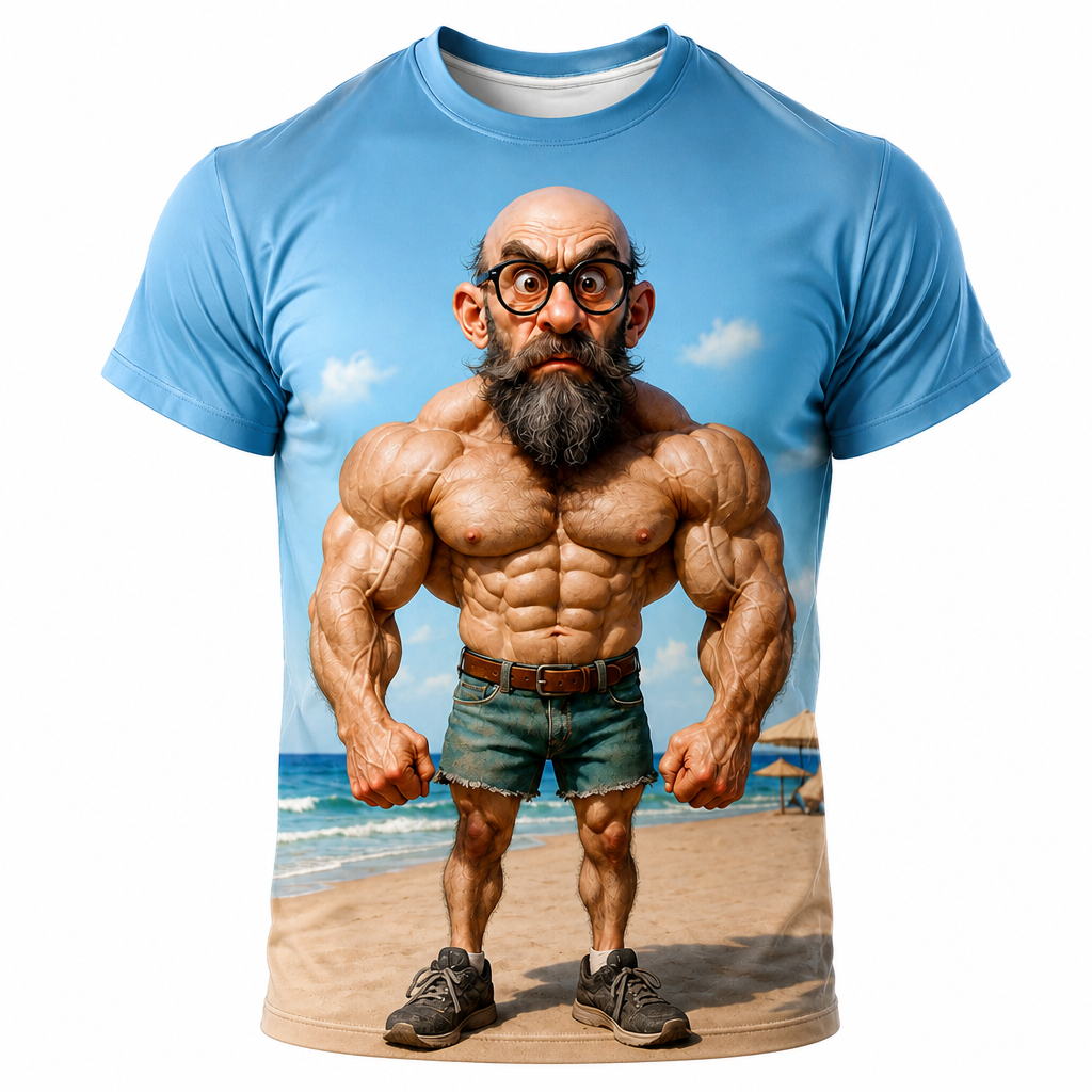 Funny Strong Old Man Graphic Print Tee