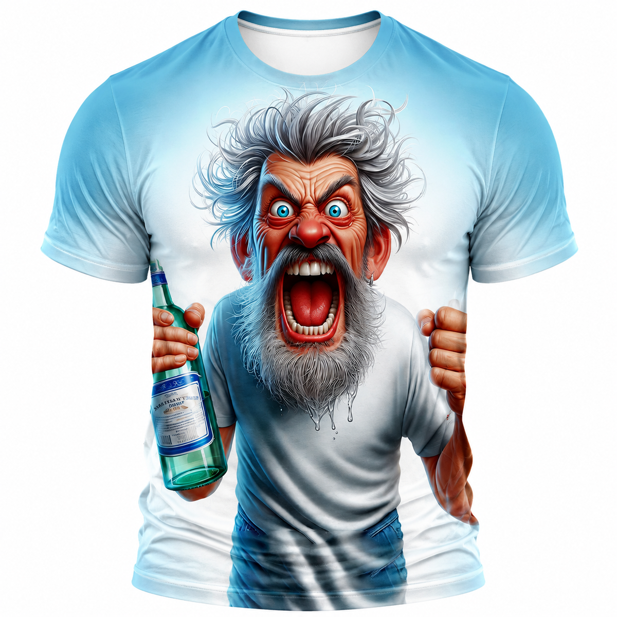 Grumpy Ombre Old Man Beer Funny 3D Graphic Tee