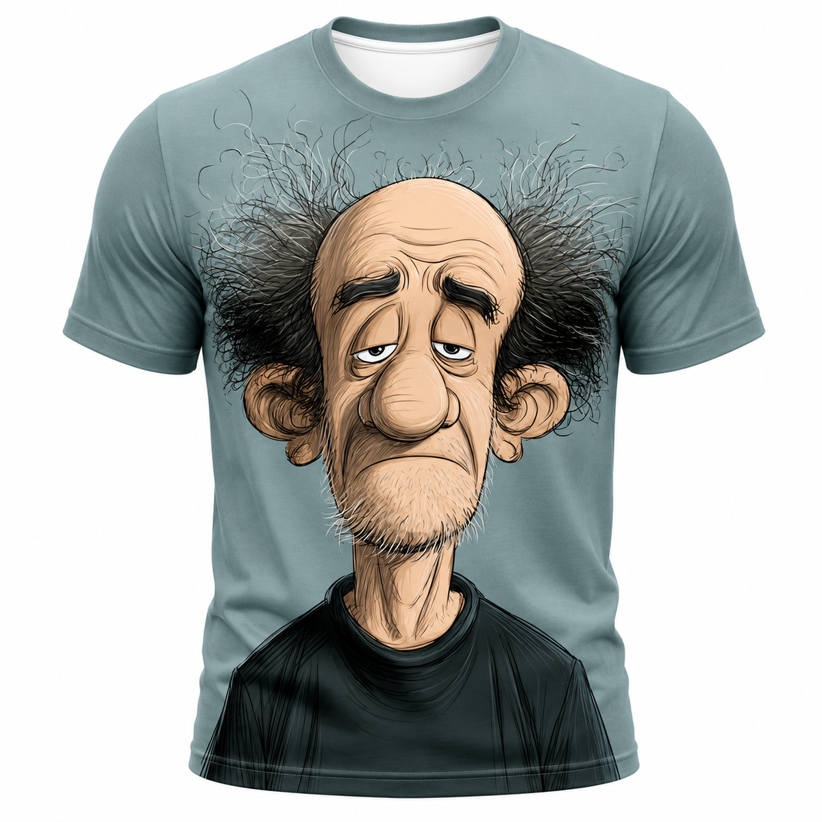 Ombre Funny Old Man Graphic Print Tee