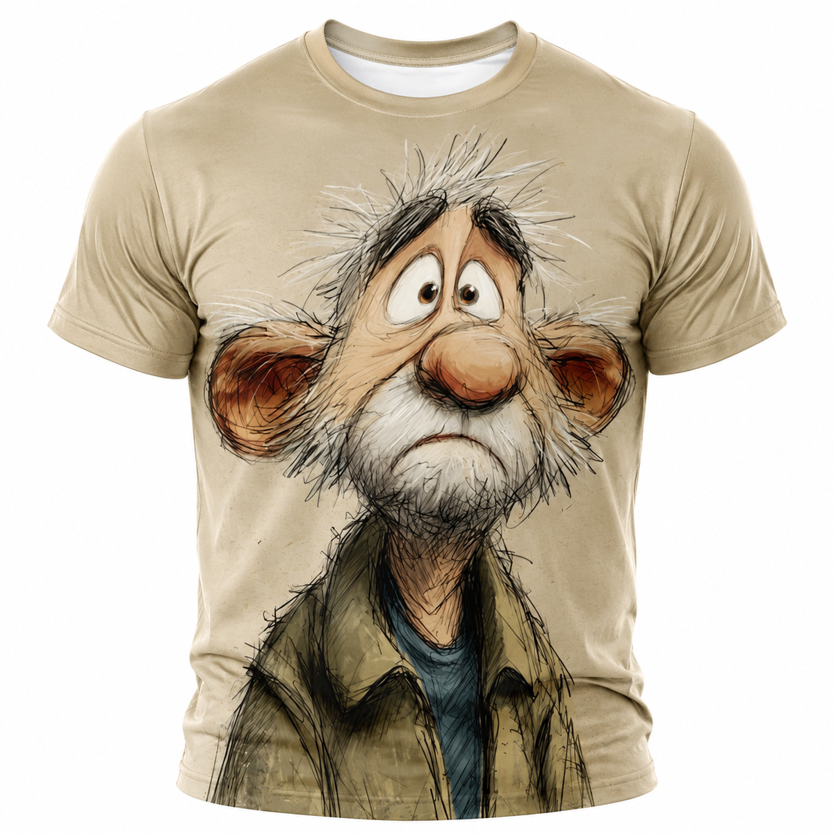 Ombre Funny Old Man Graphic Print Tee