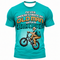 Old Man Riding Red Purple 3D Graphic Print Tee