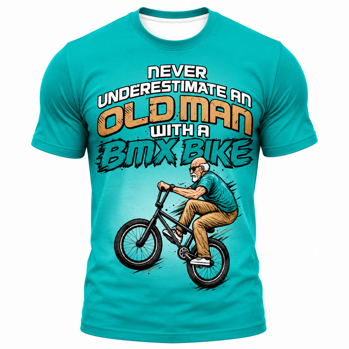 Old Man Riding Red Purple 3D Graphic Print Tee