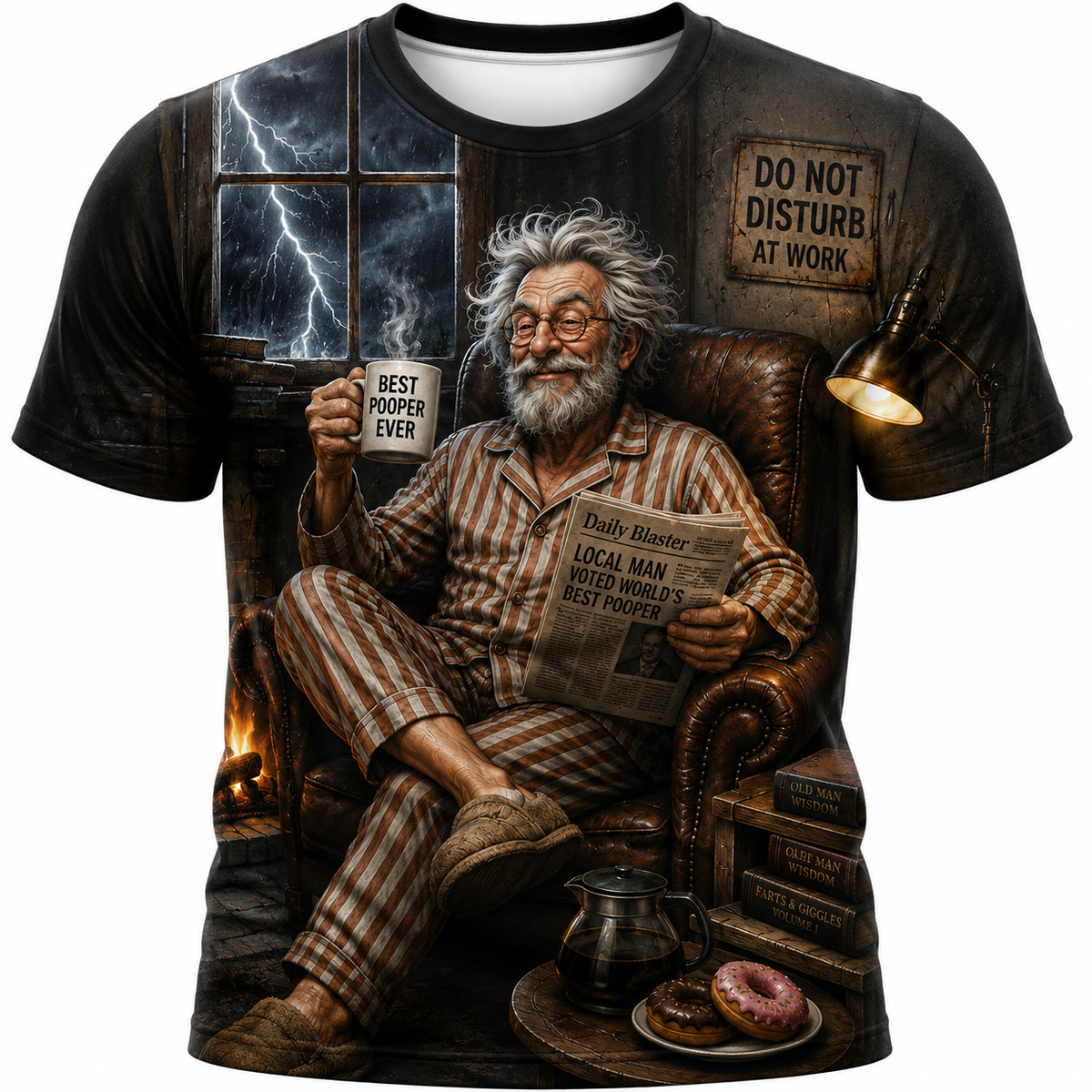 Funny Grumpy Old Man Coffee Print Tee