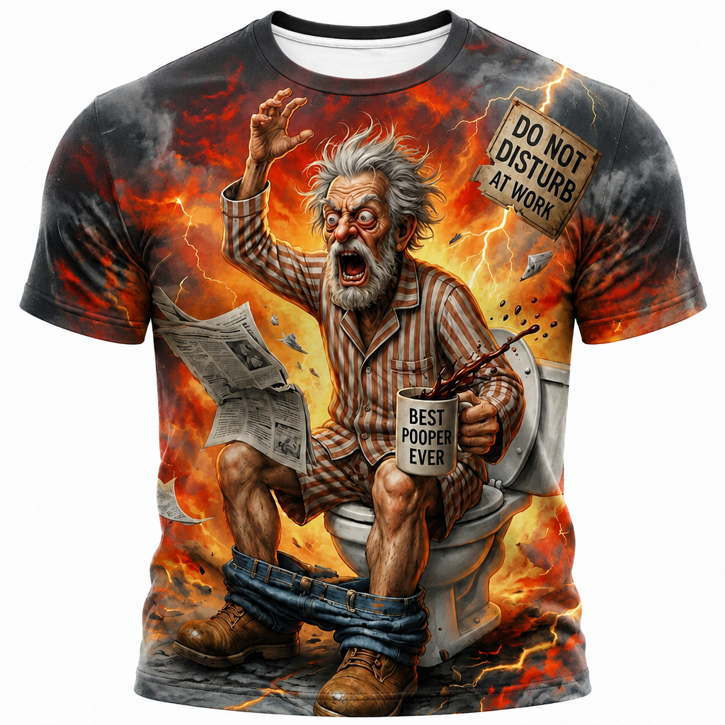 Funny Grumpy Old Man Coffee Print Tee