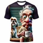 Legendary 3D Old Man Coffee First Funny Graphic Tee