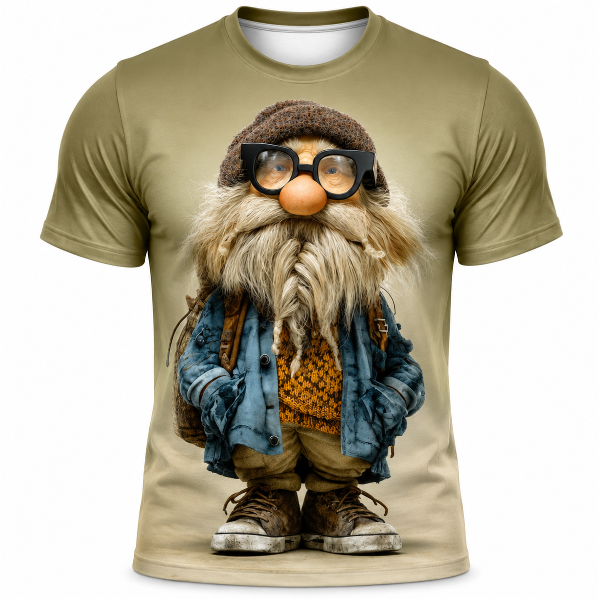 Funny Ombre Cool Old Man Graphic Print Tee