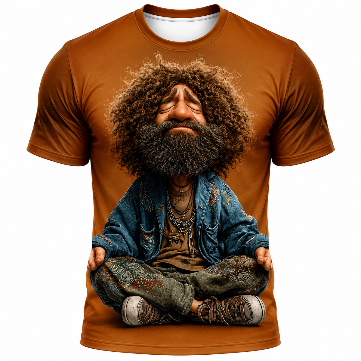 Funny Ombre Cool Old Man Graphic Print Tee