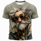 Funny Ombre Cool Old Man Graphic Print Tee