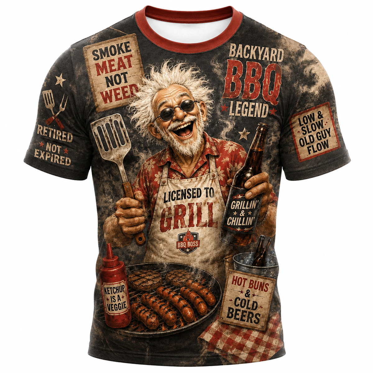 Cheers Old Man Beer Cartoon Graphic Tee