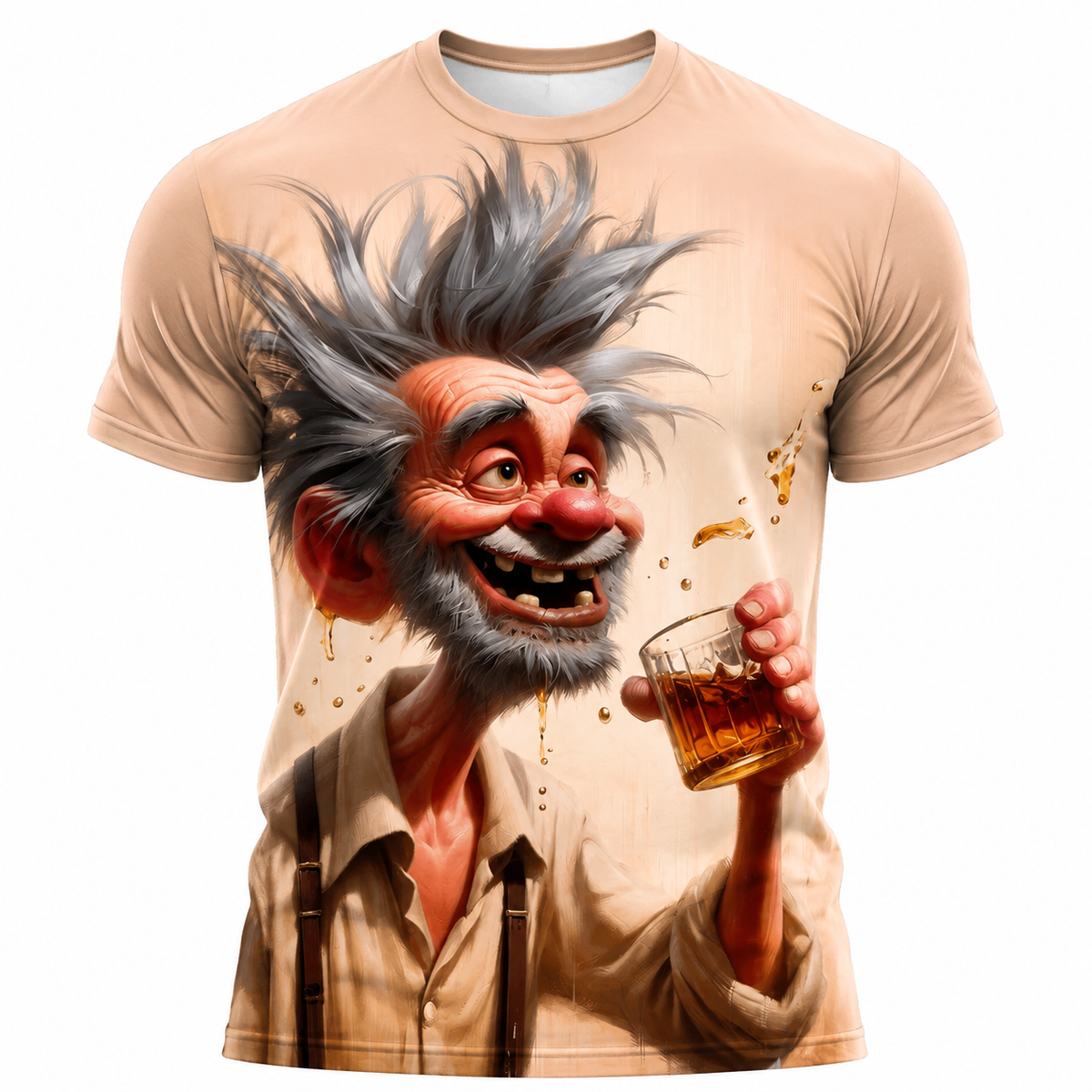 Funny Grandpa Beer Cheers Old Man Print T Shirt