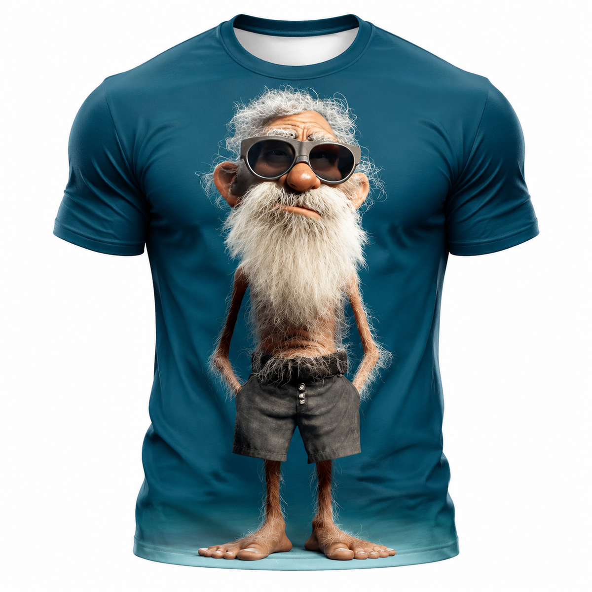 Funny Old Man Mascot Graphic Print Tee