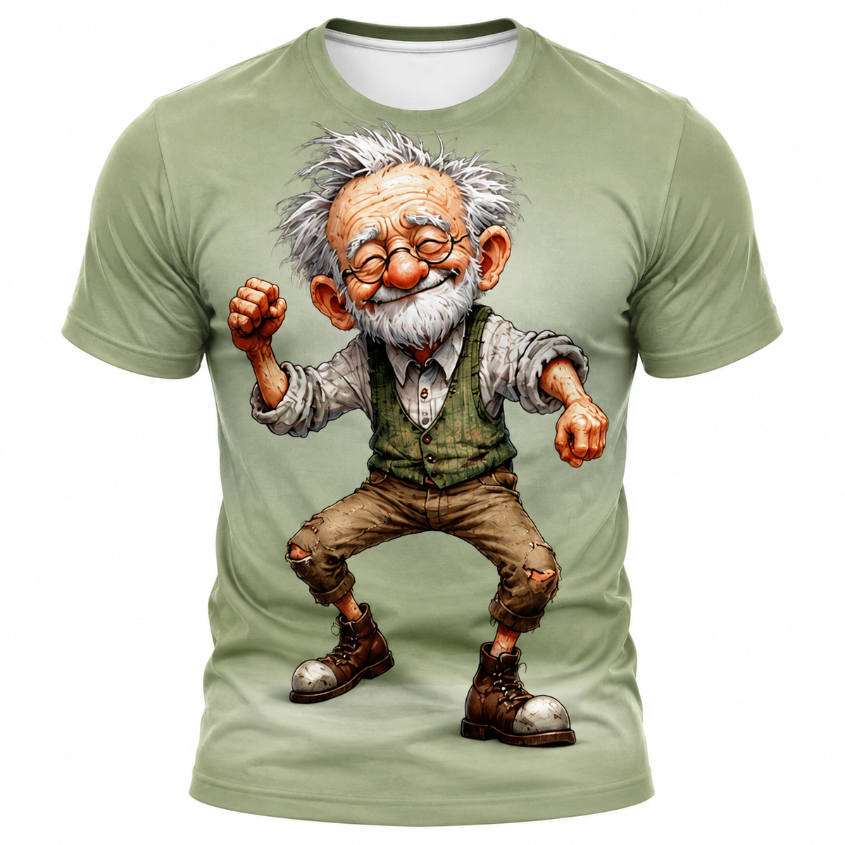 Funny Ombre Old Man Colorful 3D Graphic Tee