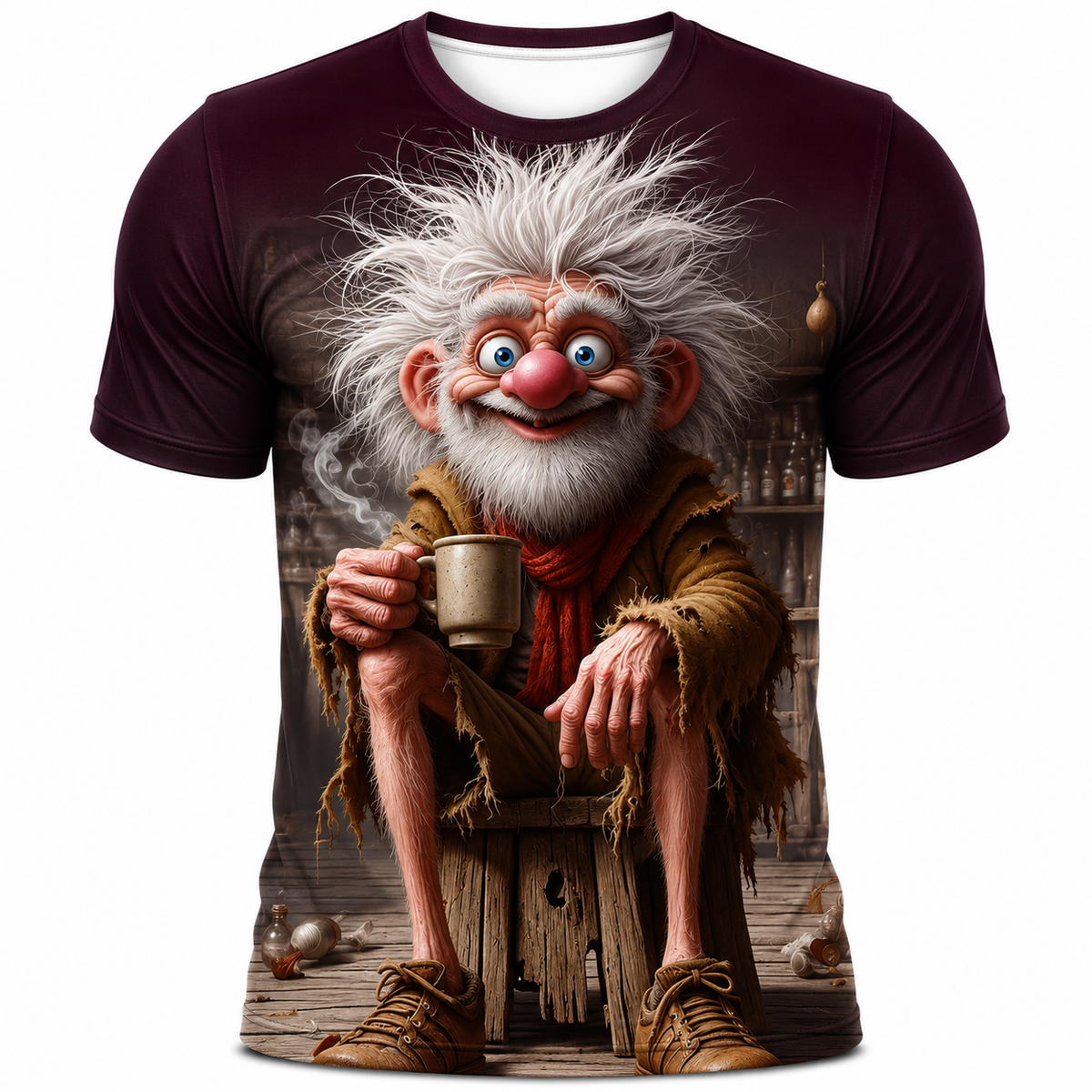 Crazy Old Man Wine Cheers Graphic Tee
