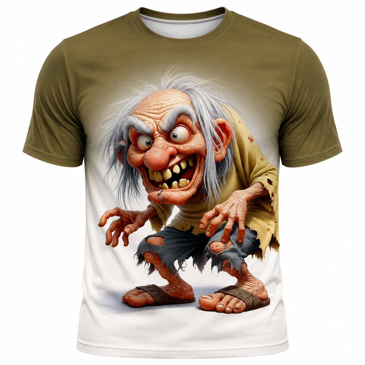 Ombre 3D Old Man Graphic Print Tee