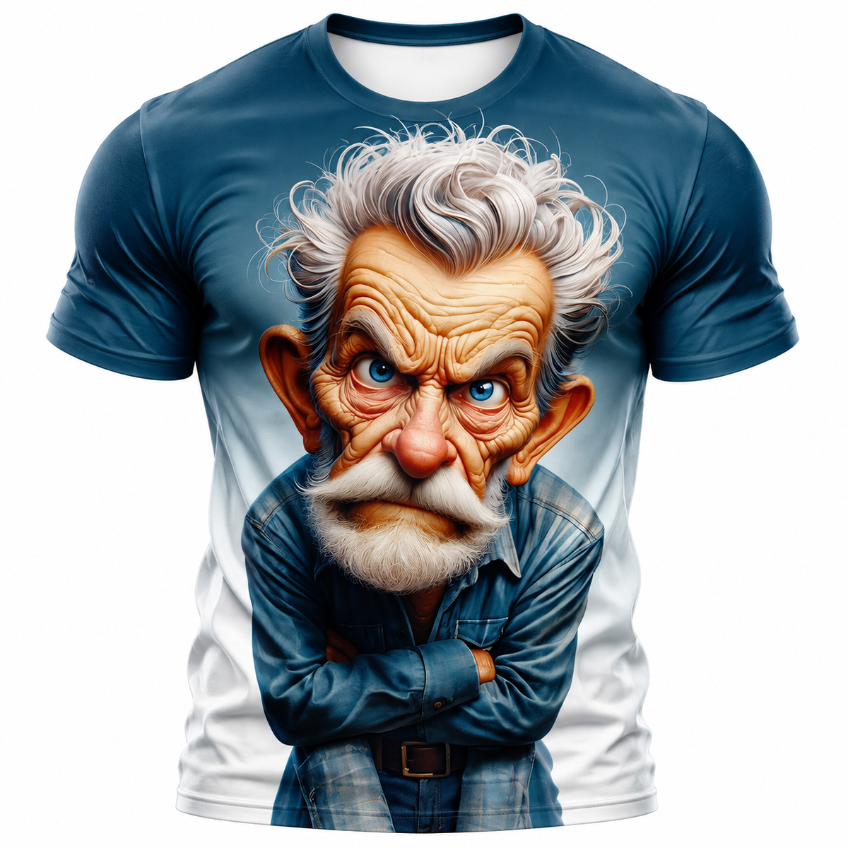 Ombre 3D Old Man Graphic Print Tee