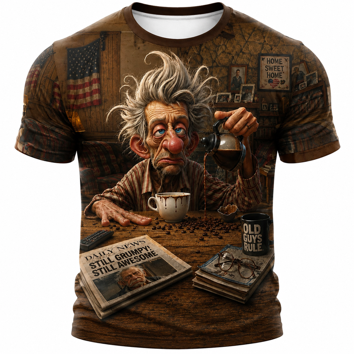 Vintage Classic Coffee Old Man Graphic Tee