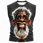 Old Man 3D Print Graphic Sleeveless Tee