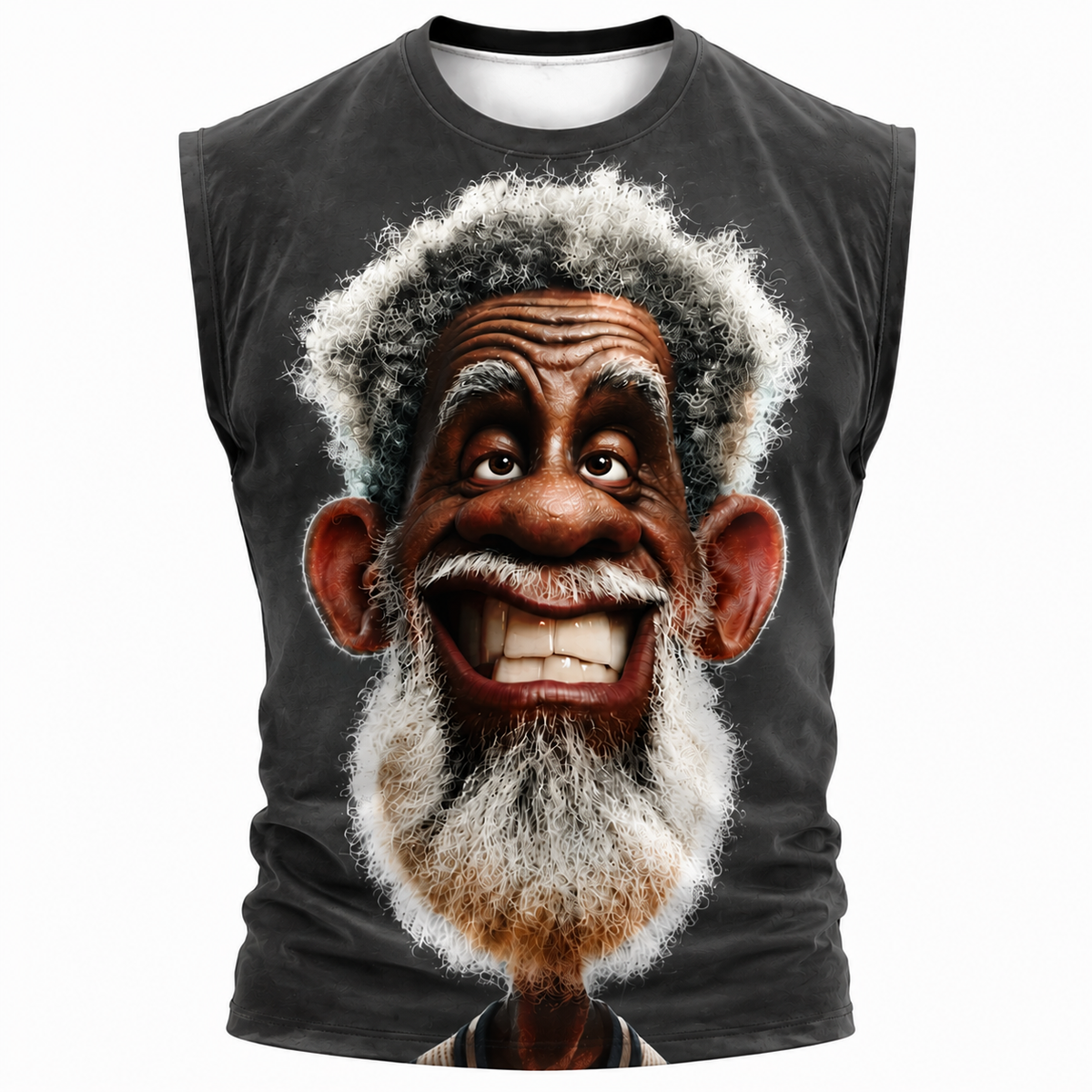 Old Man 3D Print Graphic Sleeveless Tee