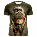 Legendary Old Man Army Green 3D Graphic Print Tee