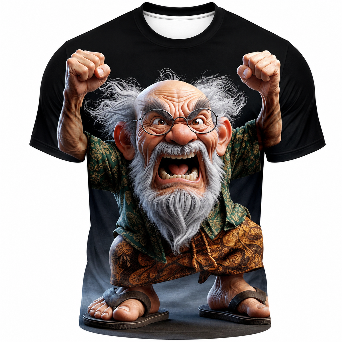 Ombre Grumpy Old Man Graphic Print Tee
