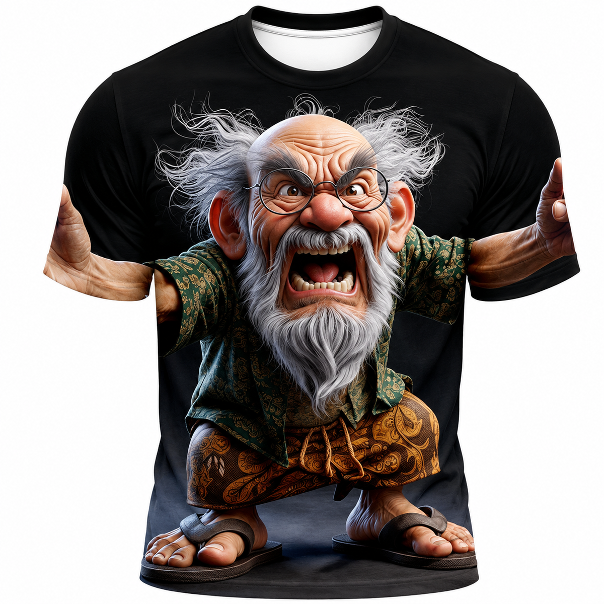 Ombre Grumpy Old Man Graphic Print Tee