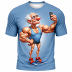 Ombre Funny Fitness Bodybuilding Old Man 3D Graphic Print Tee