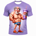 Ombre Funny Fitness Bodybuilding Old Man 3D Graphic Print Tee