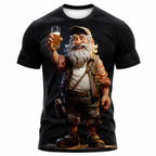 Vintage Beer Old Man Cheers Print Shirt
