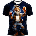 Vintage Beer Old Man Cheers Print Shirt