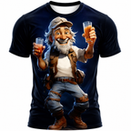 Vintage Beer Old Man Cheers Print Shirt