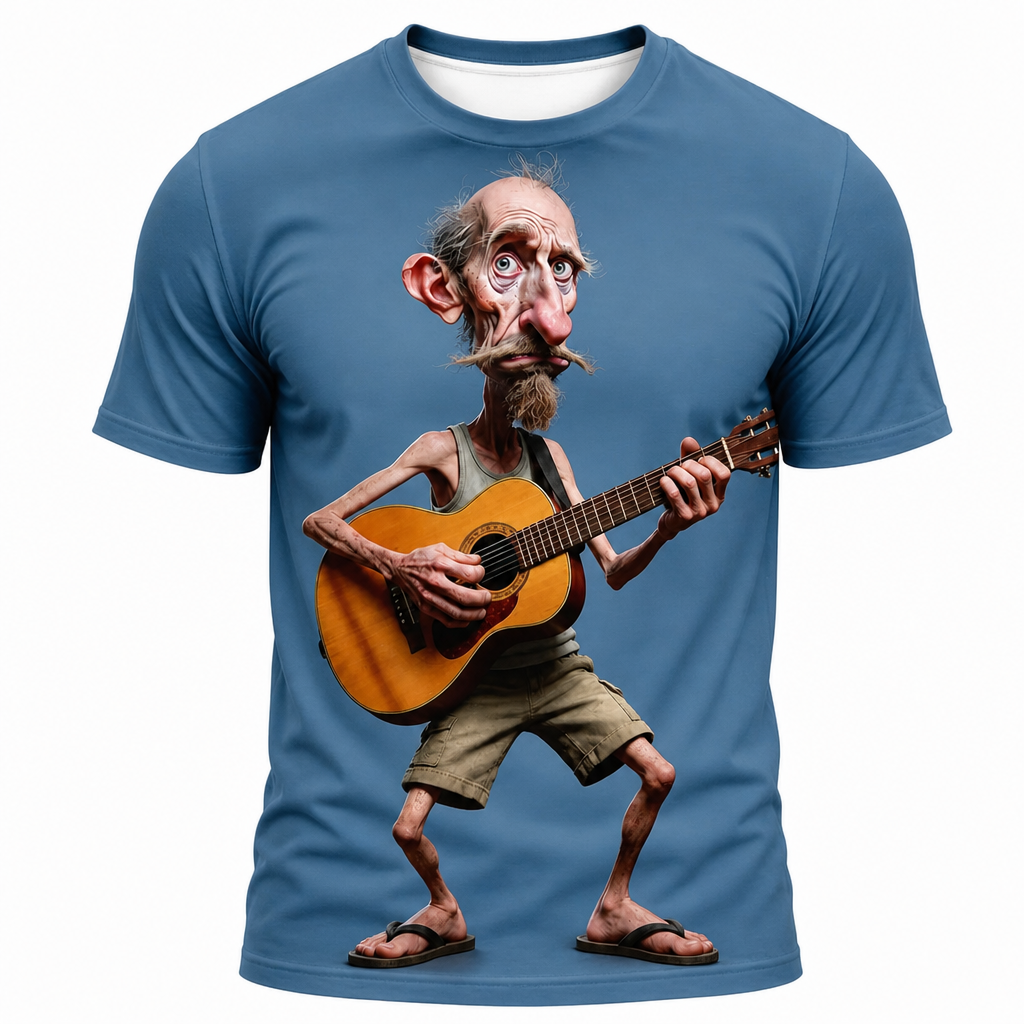 Classic Guitar Music Hero Old Man Rocker Tee