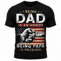 Patriotic Dad American Flag 250th Anniversary Veteran Graphic Tee