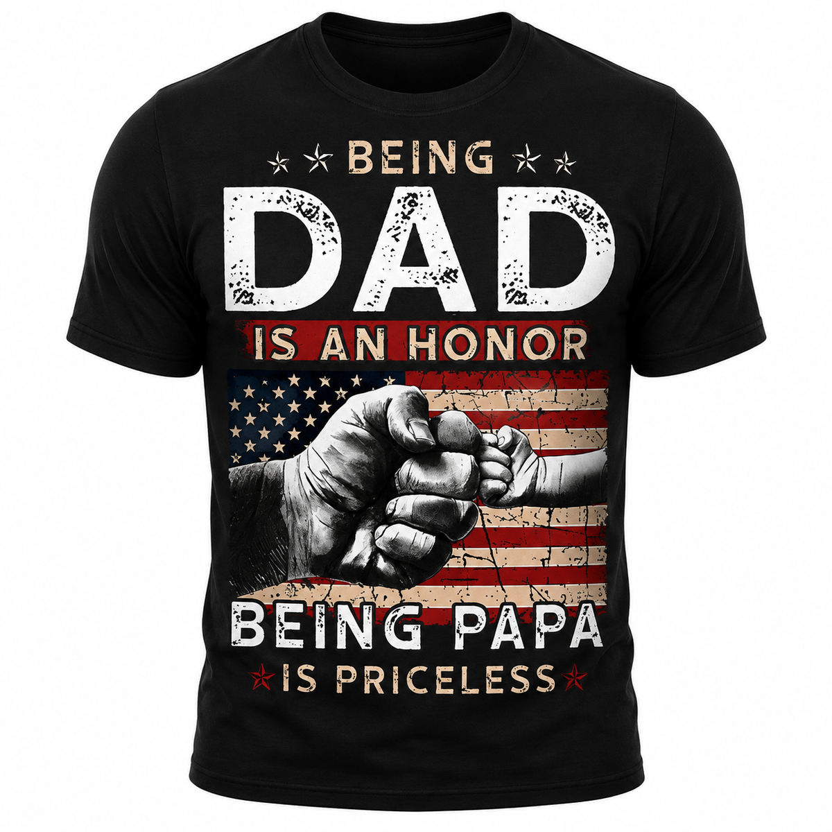 Patriotic Dad American Flag 250th Anniversary Veteran Graphic Tee