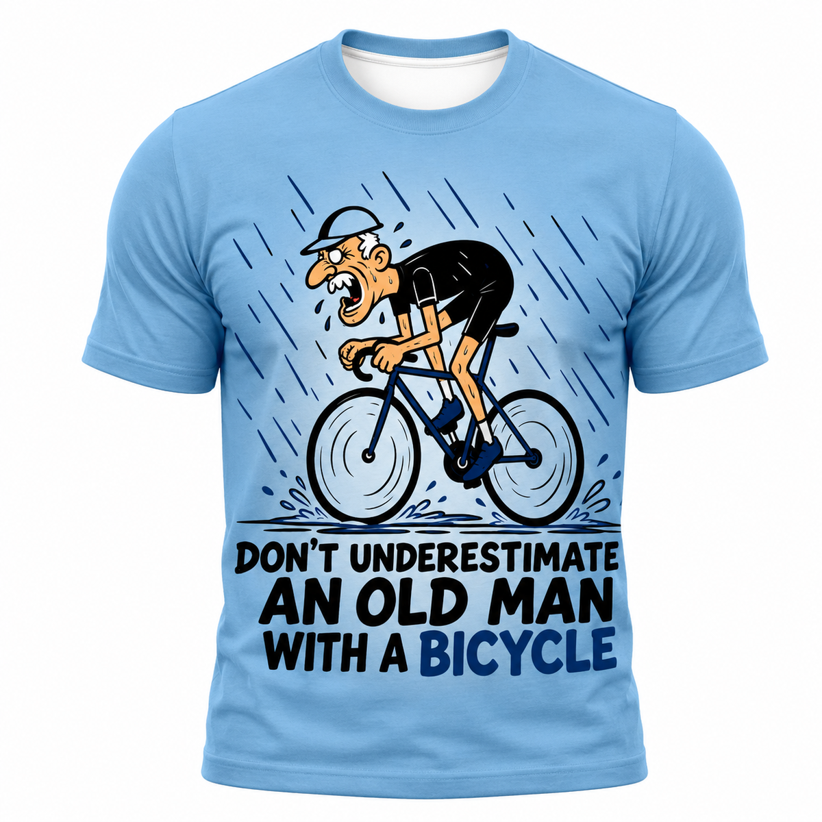 Old Man Riding Blue Purple 3D Graphic Print Tee