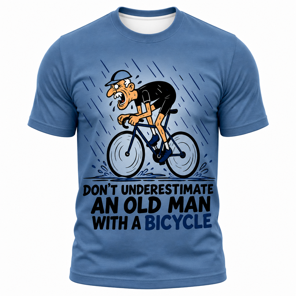 Old Man Riding Blue Purple 3D Graphic Print Tee