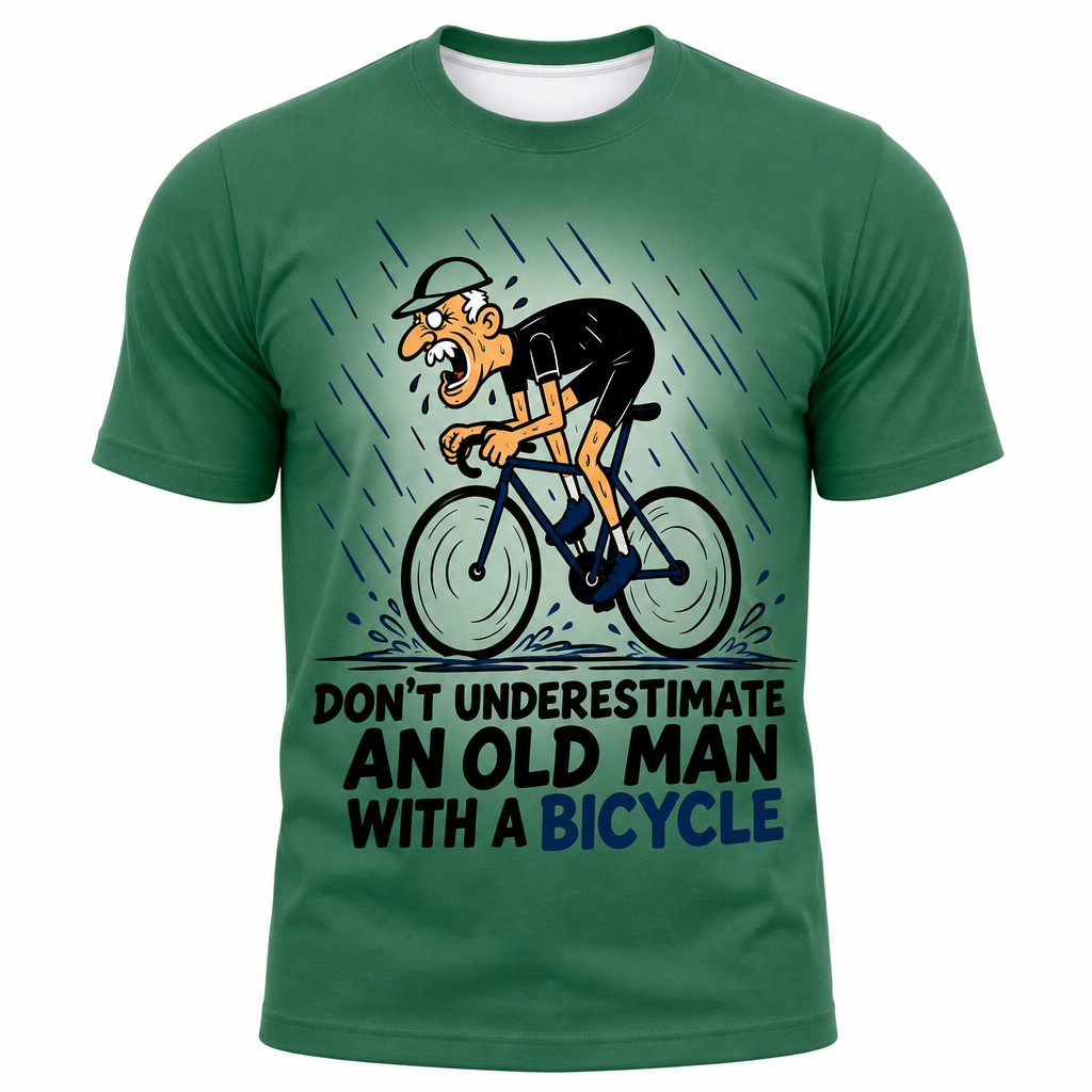 Old Man Riding Blue Purple 3D Graphic Print Tee