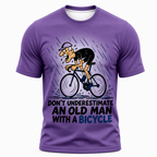 Old Man Riding Blue Purple 3D Graphic Print Tee