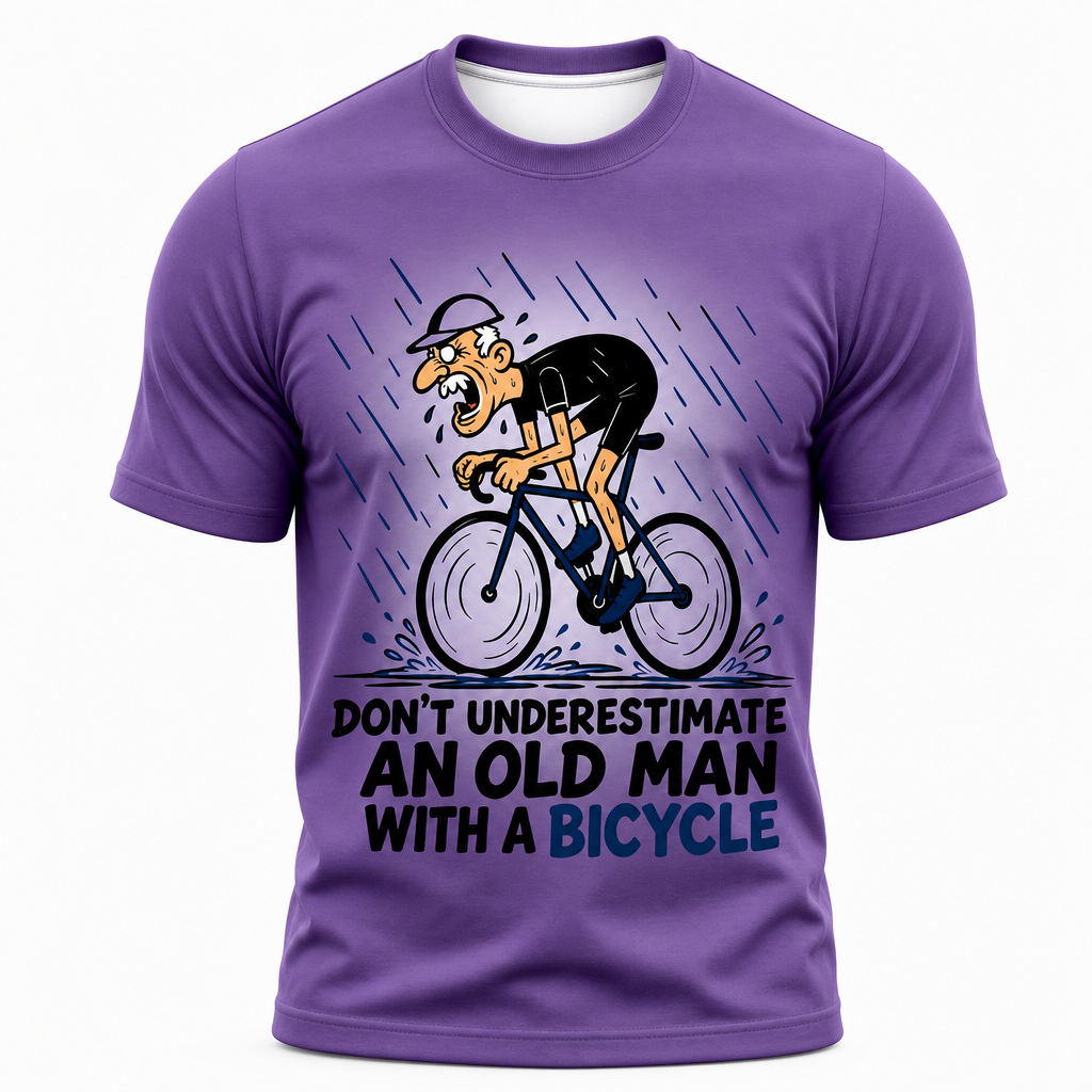 Old Man Riding Blue Purple 3D Graphic Print Tee