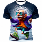 Funny Blue Ombre Old Man 3D Graphic Tee