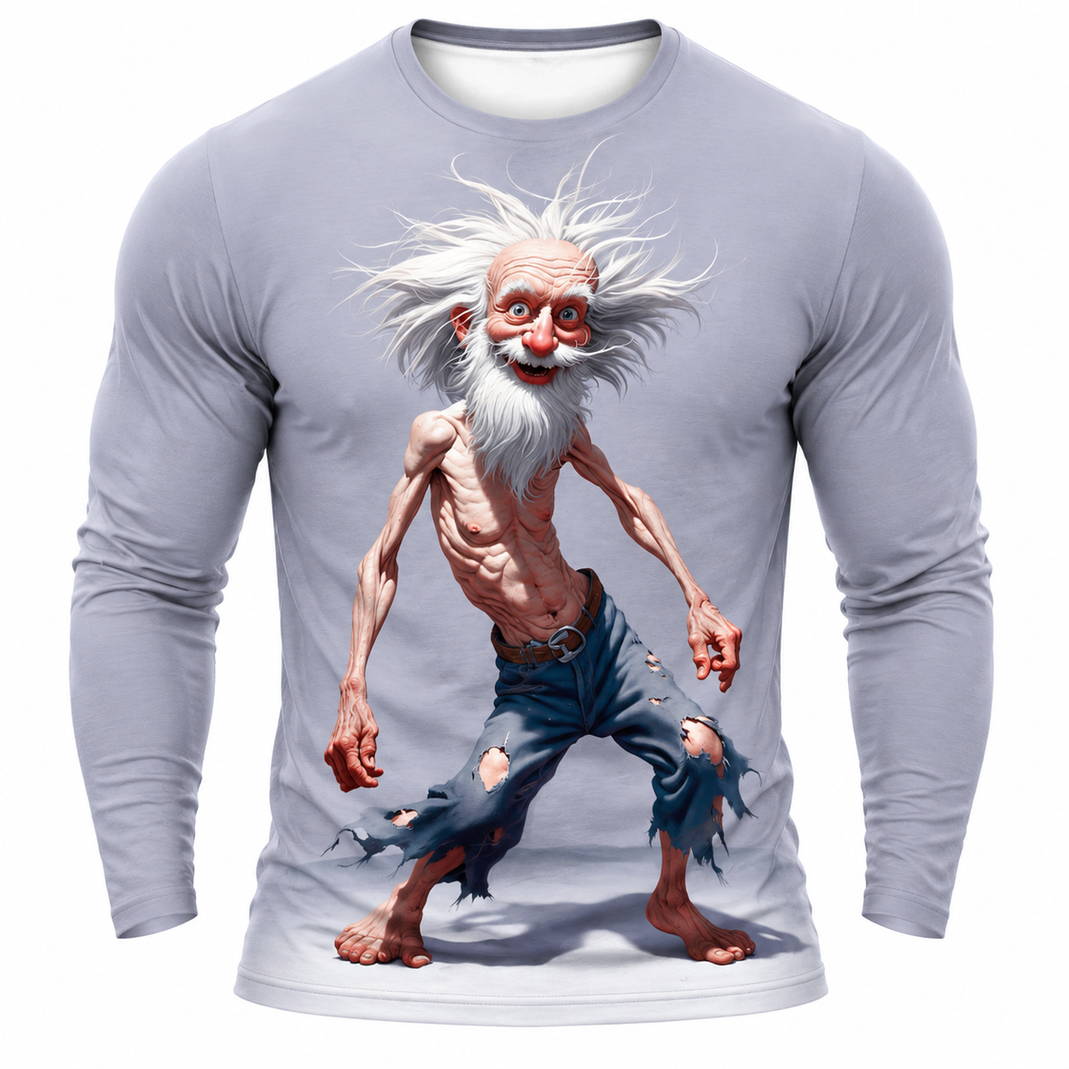 Old Man 3D Print Long-Sleeve Graphic Tee