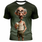 Ombre Coffee Funny Old Man Graphic Tee