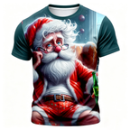 Santa Claus Beer 3D Funny Old Man Graphic Print Tee