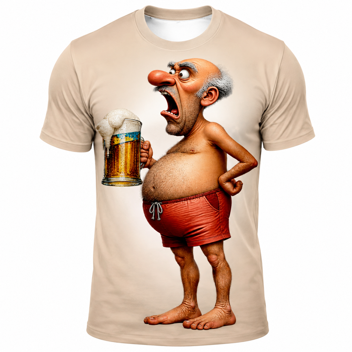 Grumpy Old Man Beer Party 3D Graphic Print Tee