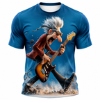 Funny Guitar Music Old Rocker Print Tee