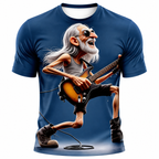 Funny Guitar Music Old Rocker Print Tee