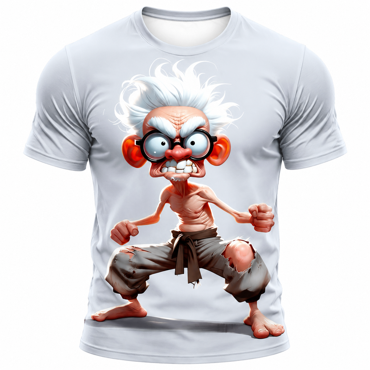 3D Character Old Man Print Graphic Tee